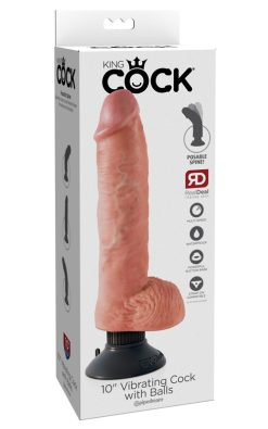King Cock 10-Inch Vibrating Cock With Balls - Flesh