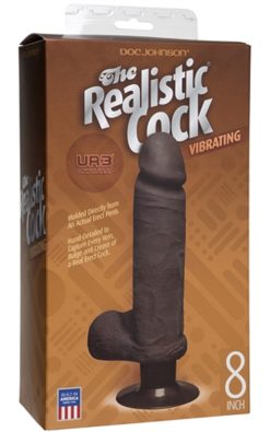 The Realistic Cock Ultraskyn Vibrating 8" - Chocolate