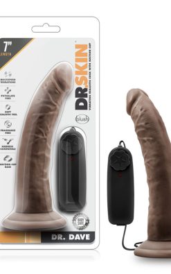 Dr. Skin - Dr. Dave - 7 Inch Vibrating Cock With Suction Cup - Chocolate