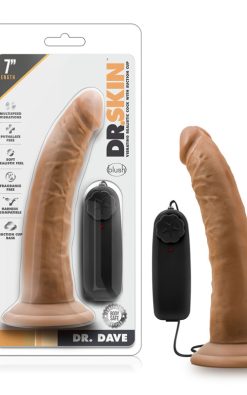 Dr. Skin - Dr. Dave - 7 Inch Vibrating Cock With Suction Cup - Mocha