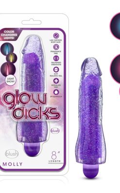 Glow Dicks - Molly Glitter Vibrator - Purple